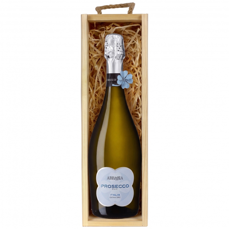 Białe wino musujące Prosecco Abbazia w skrzyneczce