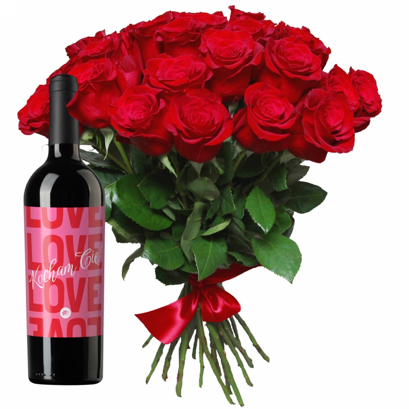 Róże dla Mamy z czerwonym winem