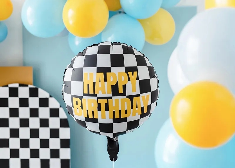 Szachownica Happy Birthday - Balon z helem